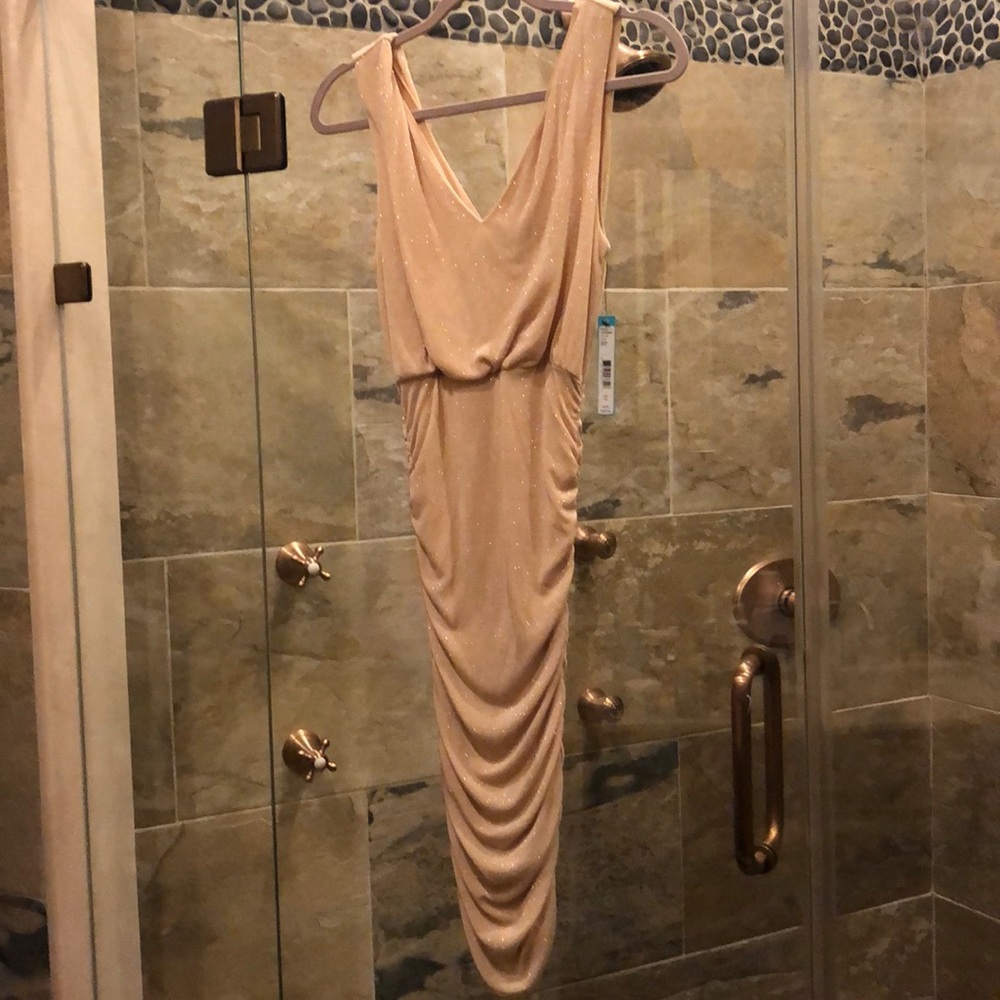Champagne riuched bottom fitted dress